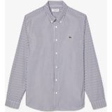 Heren Lacoste Regular-Fit Gestreept Katoenen Overhemd in Wit Navy