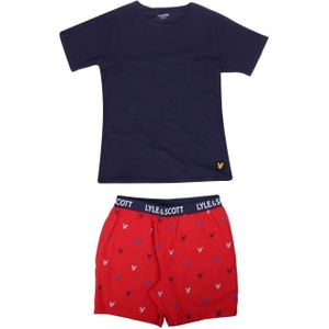 Lyle & Scott Jongens All-Over Print Loungewear Set (Blauw/rood)