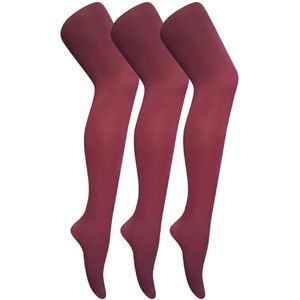 3 Paar Dames Gekleurde Ondoorzichtige 80 Denier Panty's - Bordeaux - Maat L