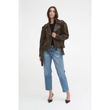 My Essential Wardrobe - Bruine Retro Wash Leren Bikerjas - Dames - Leer