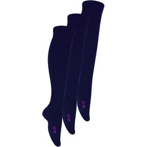 3 paar effen kniekousen van bamboe voor meisjes - Marine