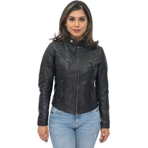Leren Bikerjack - Tulsa - Dames - Slim-fit - Zwart