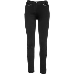 Broek - Lange Getailleerde Jeggings - Zwart - Imitatieleer Detail