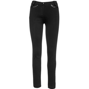 Broek met volle lengte en imitatieleer detail