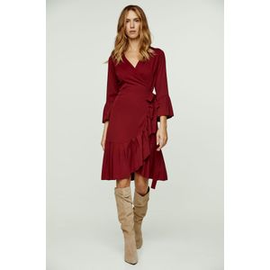 Wijndress - Viscose - Met Wikkeleffect en Klokmouwen