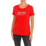 North Sails - T-shirt - Rood - Katoen - Korte Mouwen - Geribbelde Hals