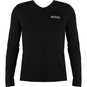 Guess - Longsleeve Shirt - Zwart - V-hals - Heren - Katoen