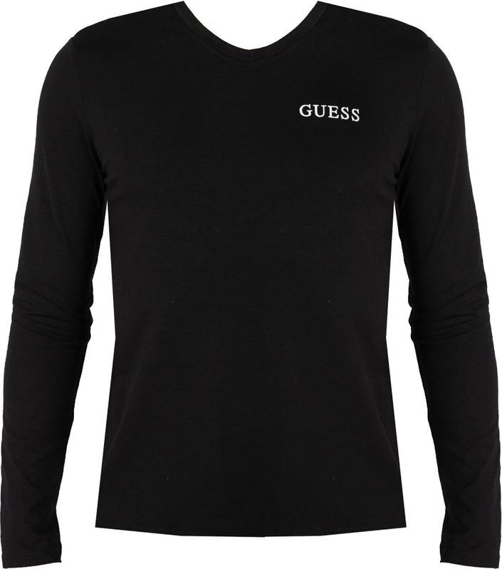 Guess - Longsleeve Shirt - Zwart - V-hals - Heren - Katoen