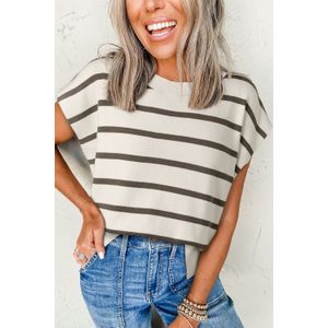 Gestreepte Gebreide Korte Mouw Trui