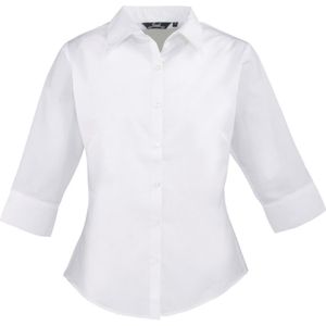 Premier 3/4 mouw Popeline Blouse / Gewoon werkoverhemd (Wit)