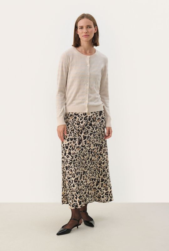 Part Two - Gebreid Vest - Lichtbeige - Knoopsluiting - Ronde Hals - Lange Mouw