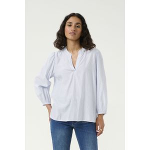 Kaffe - Blauw/Wit Gestreepte Blouse - Blauw - ¾ Mouwen