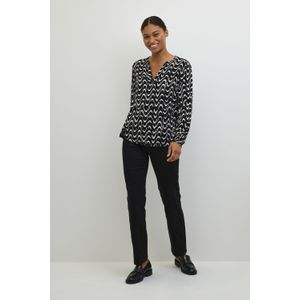 Blouse met lange mouwen Regular fit Black/chalk graphic print black white