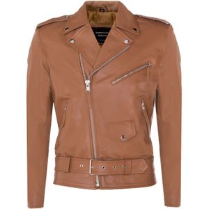 Leren - Brando Biker Rock - Motorjas - Slim-fit - Met Epauletten en Rits