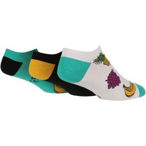 Wild Feet - Set van 3 sneakersokken voor heren | Nieuwigheid - Fruit