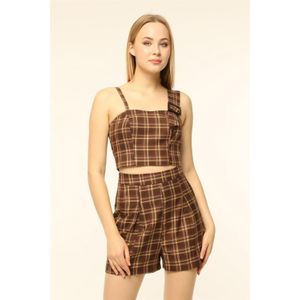 HOME STORE Kostuum 'Ekose'  lichtbruin / donkerbruin / wit