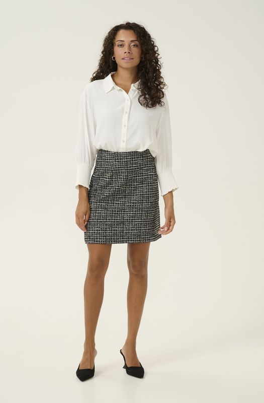 Cream - Rokken - Grijs - Dames - Zwart Wit Boucle Ruit Rok