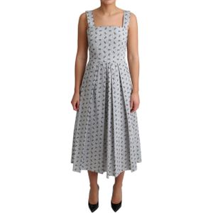 Dolce Gabbana - Floral Print - A-lijn Jurk - Blauw en Wit