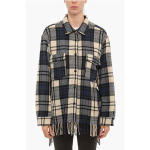 Ruitjesmotief EXPLORER Overshirt met dubbele borstzak en in blauw