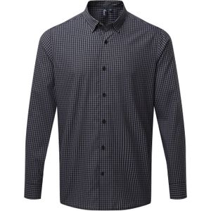 Premier Heren Maxton Geruit Overhemd Met Lange Mouwen (Staal/Zwart)