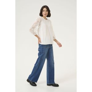Kaffe - Blouseshirt - Wit - Effen - Driekwart Mouw