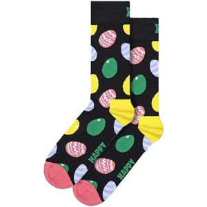 Happy Socks - Eiersokken | Grappige Eiprint Sokken | Cadeausokken - Zwart