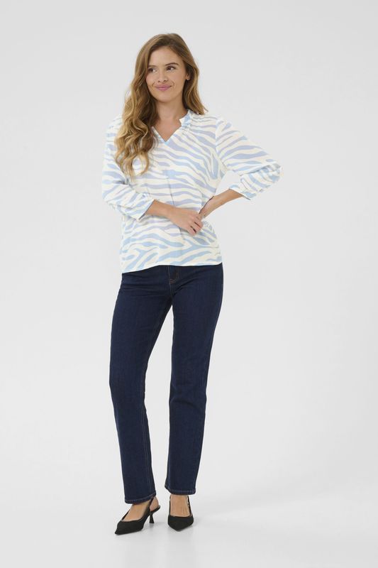 Kaffe - Blouse 'Edita Amber' - Lichtblauw/Wit - Blouseshirt