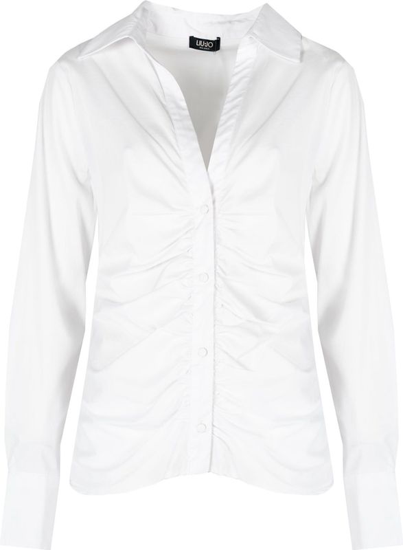 Liu Jo Overhemd - Wit - Katoen - V-hals met Kraag