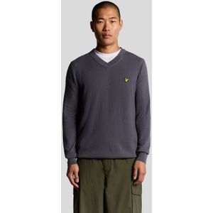 Lyle & Scott - Katoenen Merino V-Hals Trui - Grijs