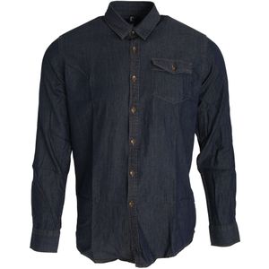 Premier Heren Jeanssteek Lange Mouw Denim Shirt (Indigo Denim)