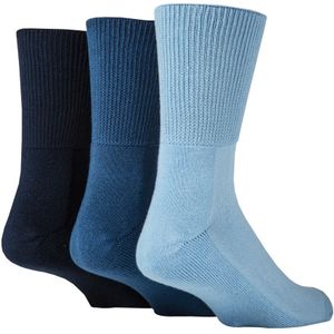 IOMI - Set van 3 extra brede bamboe diabetische sokken - Blauw