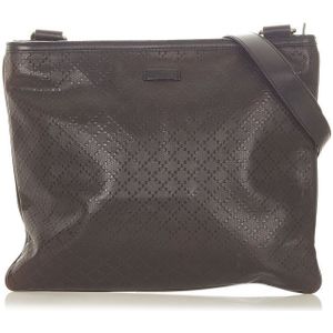 Vintage Gucci Diamante Leather Crossbody Bag Brown