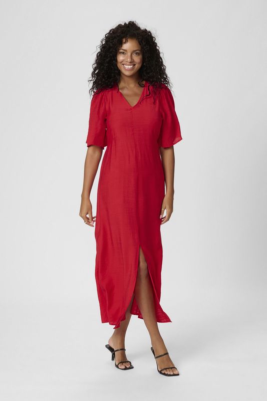 Kaffe - Kateri - Jurk - Roestrood - 7/8 Lengte - Slanke Pasvorm