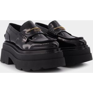 Carter Platform 75 Zwart Leren Loafers