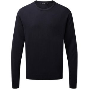 Premier Heren Gebreid Katoenen Crew Neck Sweatshirt (Marine) - Maat 2XS