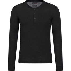 Mountain Warehouse Heren Merino Wol Henley Thermo Top (Zwart)