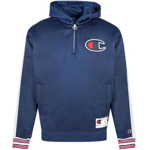 Champion marineblauwe hoodie met halve rits en groot logo