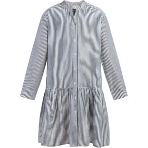 DreiMaster - Jurk - Blauw/Wit - Lange Mouwen