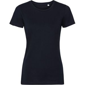 Russell Dames Authentiek 100% Organisch T-shirt (Frans Marineblauw)