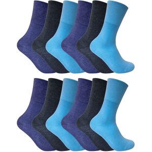 12 stuks sokken zonder elastiek thermo diabetessokken voor dames - Lichtblauw
