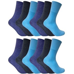 12 stuks sokken zonder elastiek thermo diabetessokken voor dames - Lichtblauw