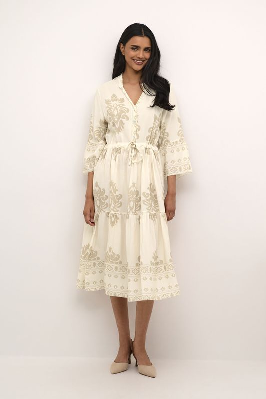 Cream - Jurk - Beige - Koren - Tuniekjurken