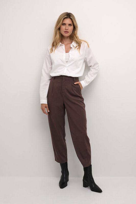 Pants - Java Brown - Regular Fit - Hoge Taille - Cropped Lengte