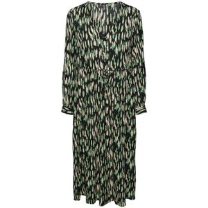 PIECES jurk PCNYA  met all over print zwart/groen/beige