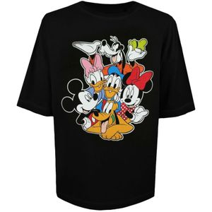 Disney Dames/dames Groepsknuffel oversized T-shirt (Zwart)