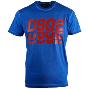 Dsquared2 Gelaagd Logo Cool Fit Blauw T-shirt - Maat S
