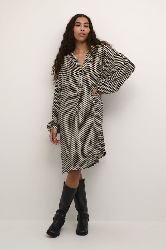 Kaffe - Blousejurk - Beige / Zwart - Karina