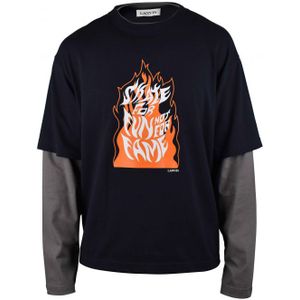 Lanvin - T-shirt - Marineblauw - Lange Mouwen - Ronde Kraag