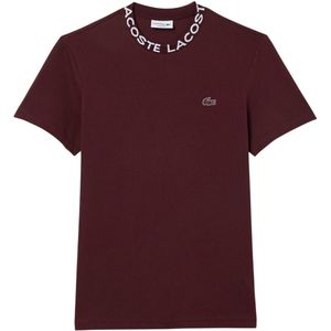 Lacoste Heren Piqué Jacquard T-shirt (Kastanjebruin Rood)