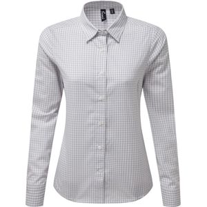 Premier Dames/dames Maxton Check Shirt met lange mouwen (Zilver/Wit)